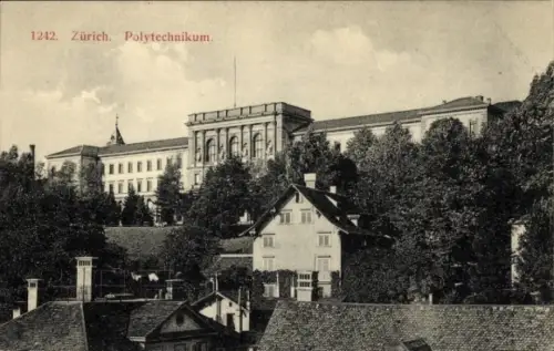 Ak Zürich Stadt Schweiz,  Polytechnikum, Gebäude, Bäume, Landschaft