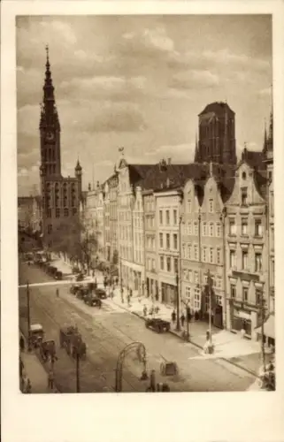Ak Gdańsk Danzig, Langermarkt mit Rathaus