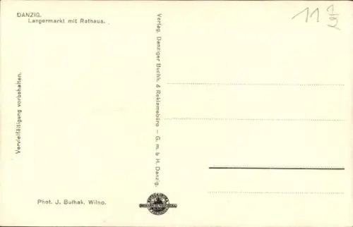 Ak Gdańsk Danzig, Langermarkt mit Rathaus