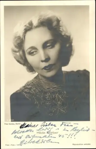 Ak Schauspielerin Hilde Körber, Portrait, Autogramm