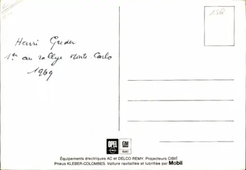 Ak Rennfahrer Henri Greder, Autogramm