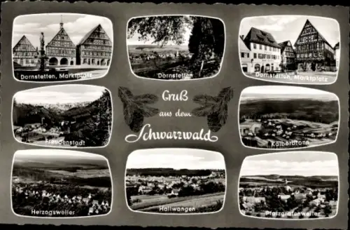 Ak Schwarzwald, Dornstetten, Markt, Hallwangen, Herzogsweiler, Freudenstadt, Fliegeraufnahmen