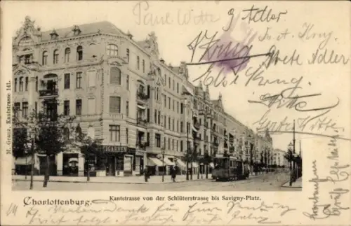 Ak Berlin Charlottenburg, Kantstraße, Schlüterstraße, Savigny-Platz