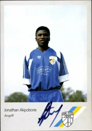 Autogrammkarte Fußballer Jonathan Akpoborie, FC Carl Zeiss Jena, Autogramm