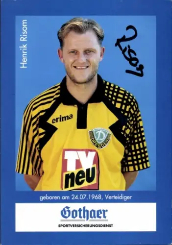 Autogrammkarte Fußballer Henrik Risom, SG Dynamo Dresden, Autogramm