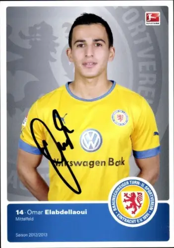 Autogrammkarte Fußballer Omar Elabdellaoui, Eintracht Braunschweig, Autogramm