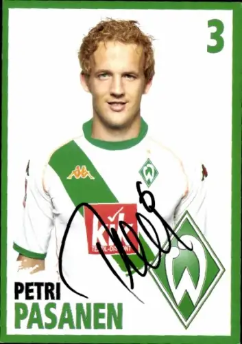 Autogrammkarte Fußballer Petri Pasanen, Werder Bremen, Autogramm