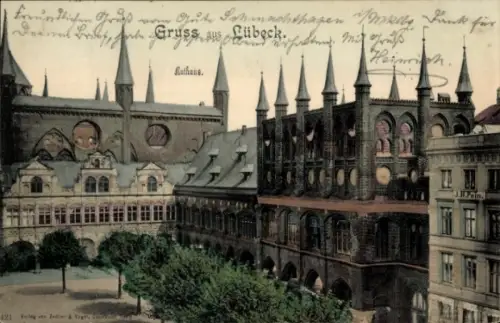 Ak Hansestadt Lübeck, Rathaus