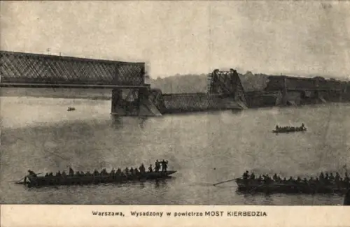 Ak Warszawa Warschau Polen, gesprengte Kierbedź-Brücke