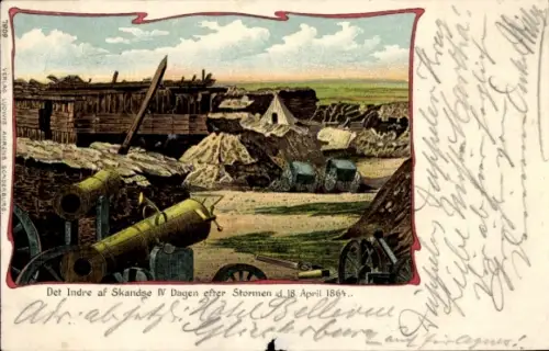 Litho Dänemark, Det Indre af Skandse IV Dagen efter Stormen 18. April 1864