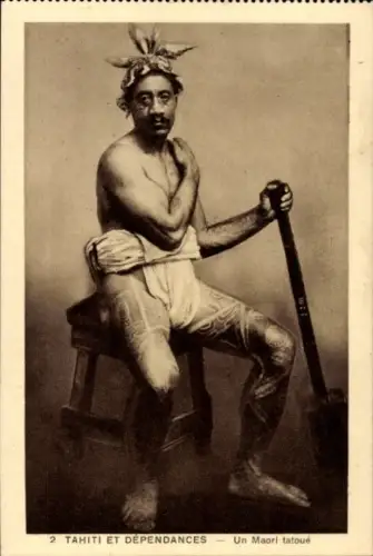 Ak Tahiti, Un Maori tatoué, tättowierter Mann