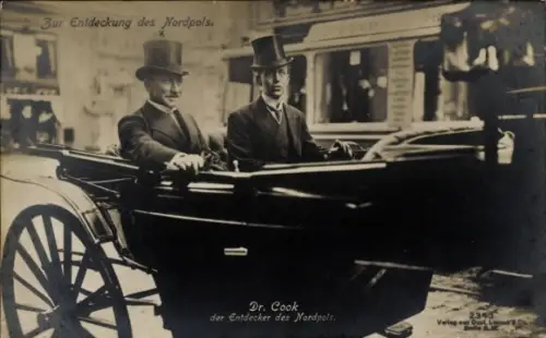 Ak Zur Entdeckung des Nordpols, Dr. Cook, Entdecker des Nordpols, Kutsche
