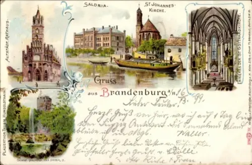 Litho Brandenburg an der Havel, St. Johannes Kirche, Saldria, Rathaus