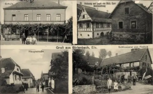 Ak Drachenbronn Birlenbach Elsass Bas Rhin, Schule, Schlosserei Finfrok, Mehlhandlung Mich. Eyer