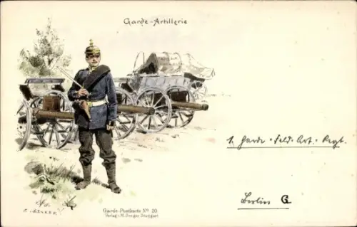 Künstler Litho Becker, C., Gardeartillerie, Soldat, Kanonen