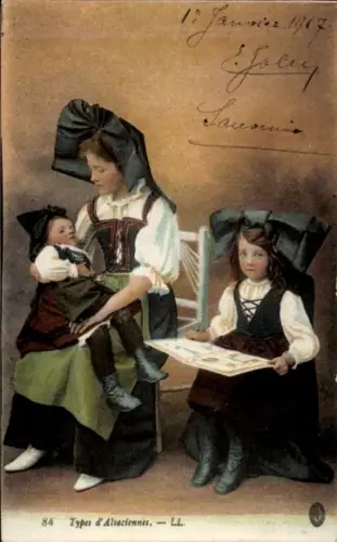 Ak Alsacienne, Elsässerin mit Kindern in Tracht
