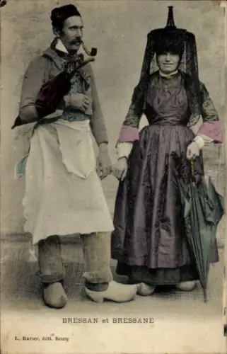 Ak Bressan et Bressane, Volkstrachten