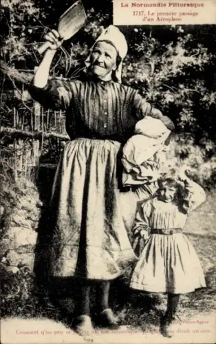 CPA La Normandie Pittoresque, Le premier passage d'un Aéroplane
