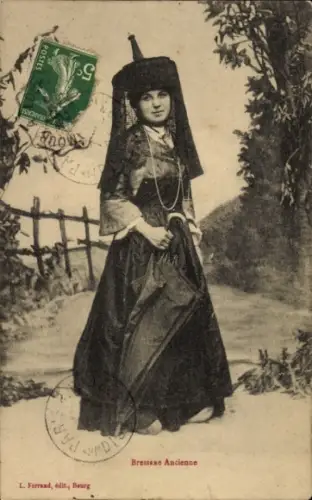 CPA Bressane Ancienne, Frau in Tracht