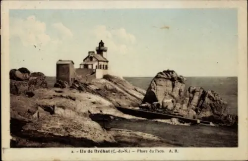 CPA Île de Bréhat Côtes d'Armor, Phare du Paon