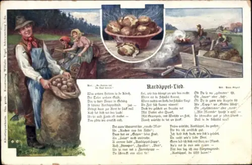 Lied Künstler Ak Schneider, Rud., Aardäppel Lied, Kartoffelernte, Verlag Wilhelm Vogel