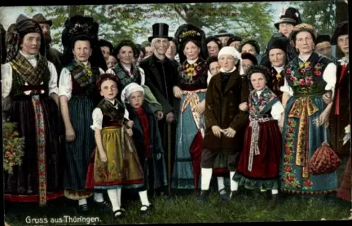 Ak Menschen in Thüringer Volkstrachten, Gruppenbild