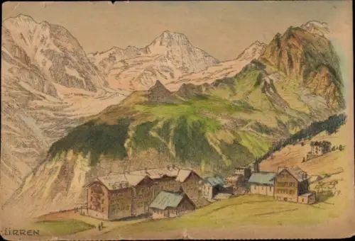 Künstler Ak  Mürren Kanton Bern Schweiz, Panorama