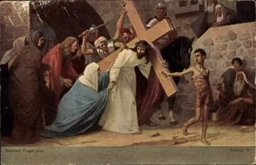 Künstler Ak Fugel, Gebhard, Jesus, Kreuzwegstationen, Kreuz