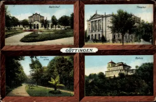 Ak Göttingen in Niedersachsen, Bahnhof, Theater, Kaiserallee, Rohns