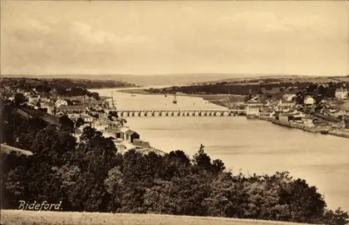 Ak Bideford Torridge Devon England, Gesamtansicht