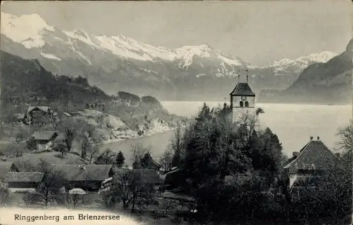 Ak Ringgenberg Kanton Bern,  Berge, See, Dorf, Kirchturm