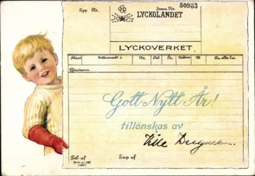 Ak Glückwunsch Neujahr, Kind, Telegramm