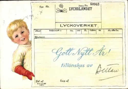 Ak Glückwunsch Neujahr, Kind, Telegramm