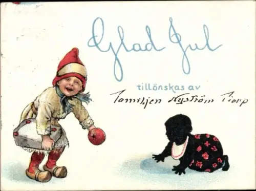 Ak Glückwunsch Weihnachten, Kinder, Apfel, Baby