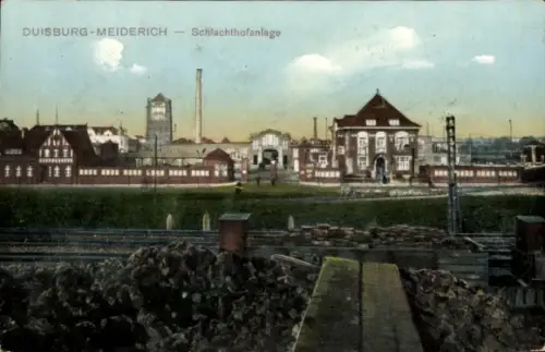 Ak Meiderich Duisburg im Ruhrgebiet, Schlachthofanlage