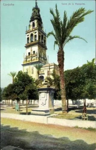 Ak Córdoba Andalusien, Torre de la Mezquita, Palmen, Parkanlage