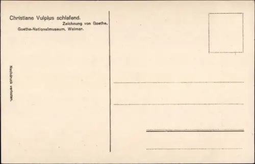 Künstler Ak Goethe, Christiane Vulpius schlafend, Goethe-Nationalmuseum, Weimar