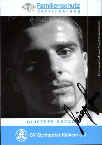 Autogrammkarte Fußballer Giuseppe Greco, Stuttgarter Kickers, Autogramm