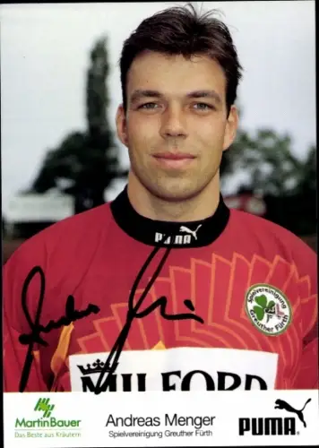 Autogrammkarte Fußballer Andreas Menger, SpVgg Greuther Fürth, Autogramm