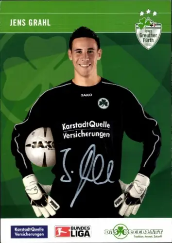 Autogrammkarte Fußballer Jens Grahl, SpVgg Greuther Fürth, Autogramm
