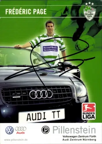 Autogrammkarte Fußballer Frédéric Page, SpVgg Greuther Fürth, Autogramm