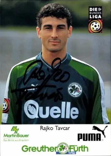 Autogrammkarte Fußballer Rajko Tavcar, SpVgg Greuther Fürth, Autogramm