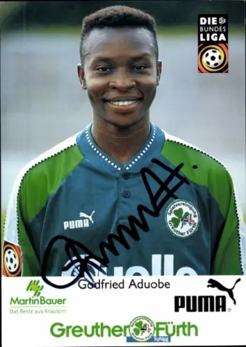Autogrammkarte Fußballer Godfried Aduobe, SpVgg Greuther Fürth, Autogramm