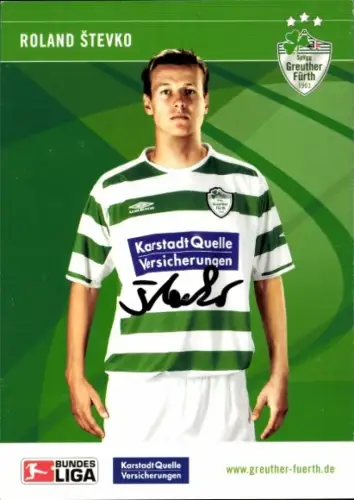 Autogrammkarte Fußballer Roland Stevko, SpVgg Greuther Fürth, Autogramm