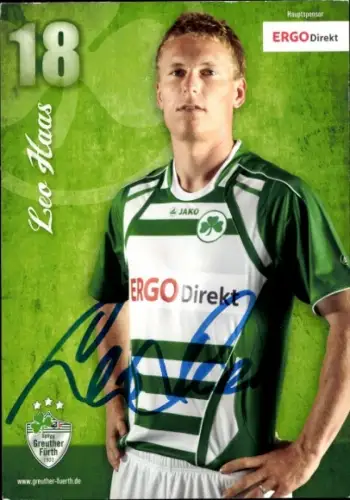 Autogrammkarte Fußballer Leo Haas, SpVgg Greuther Fürth, Autogramm