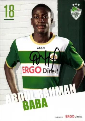 Autogrammkarte Fußballer Abdul Rahman Baba, SpVgg Greuther Fürth, Autogramm