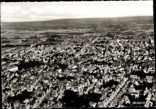 Ak Fellbach in Württemberg, Luftaufnahme von  viele Häuser, ländliche Umgebung