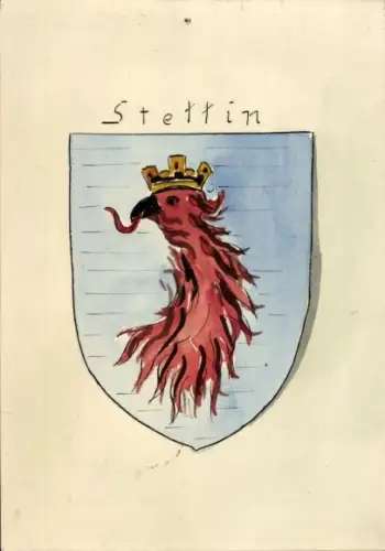 Handgemalt Wappen Ak Szczecin Stettin Pommern