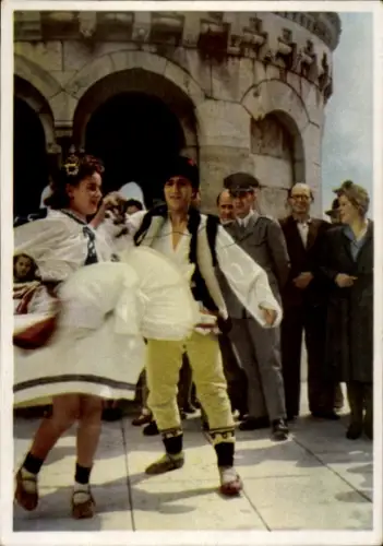 Ak Die Jugend der Welt will den Frieden, Ungarisches Tanzpaar in Volkstracht