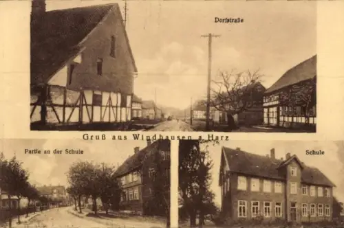 Ak Windhausen Bad Grund im Harz, Schule, Dorfstraße